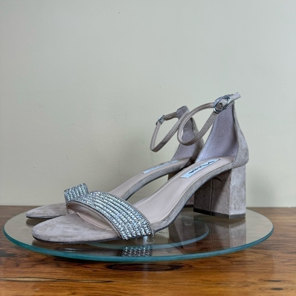 NEW Nina Eloise Ankle Strap Sandal - Alamo Tan Suede / Crystals - size 8.5 - Picture 6 of 14